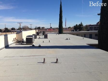 Commercial roof before Western Pacific Roofing's acrylic roof coating